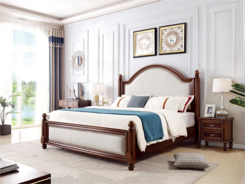 木邑轩家居 美式风格泰国进口橡木经典美式复古卧室床3210021